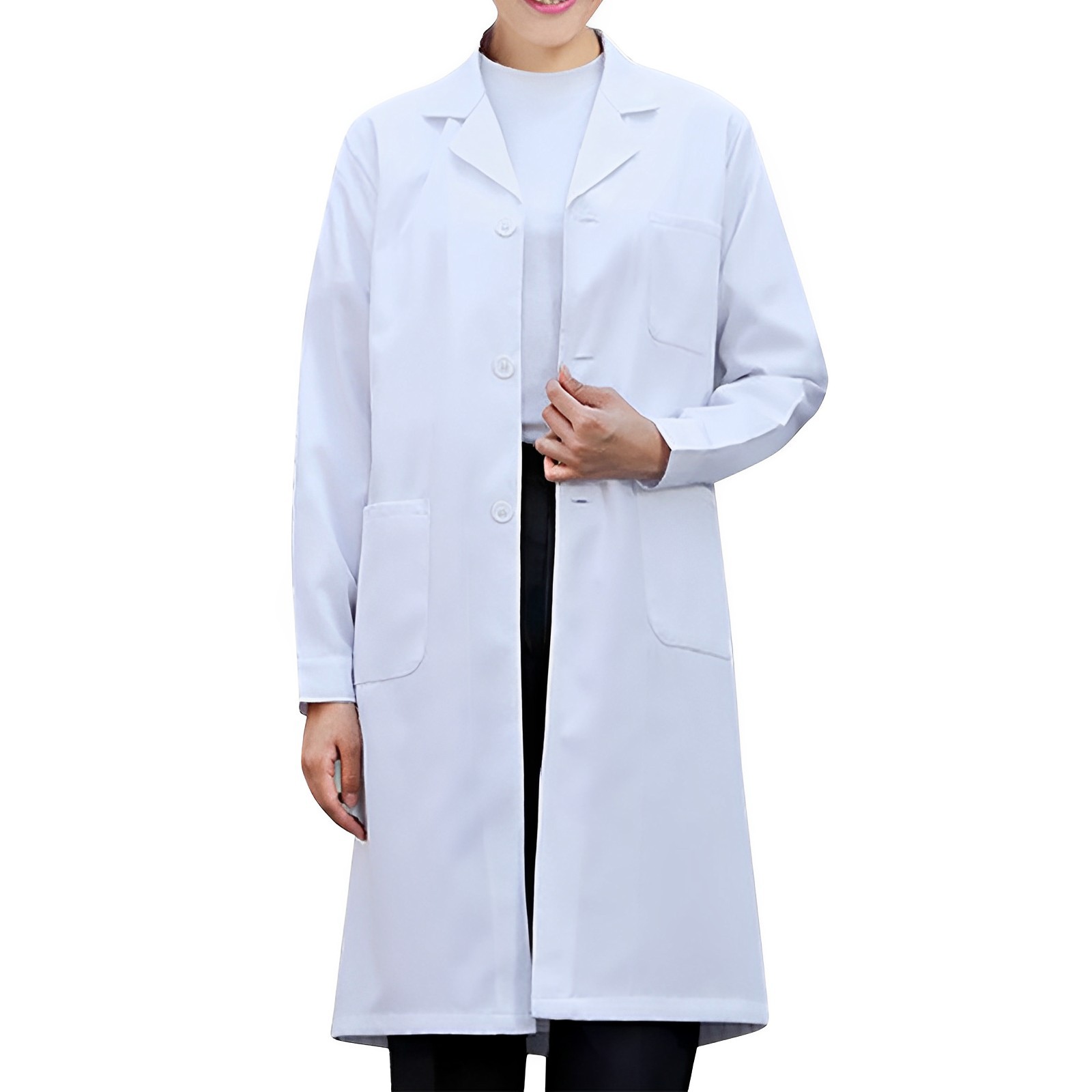 Medical Lab Coat - สีขาว Lab Coat สําหรับผู้หญิงผู้ชายนักเรียนเคมี Healthcare ผู้เชี่ยวชาญพยาบาลแขนยาว