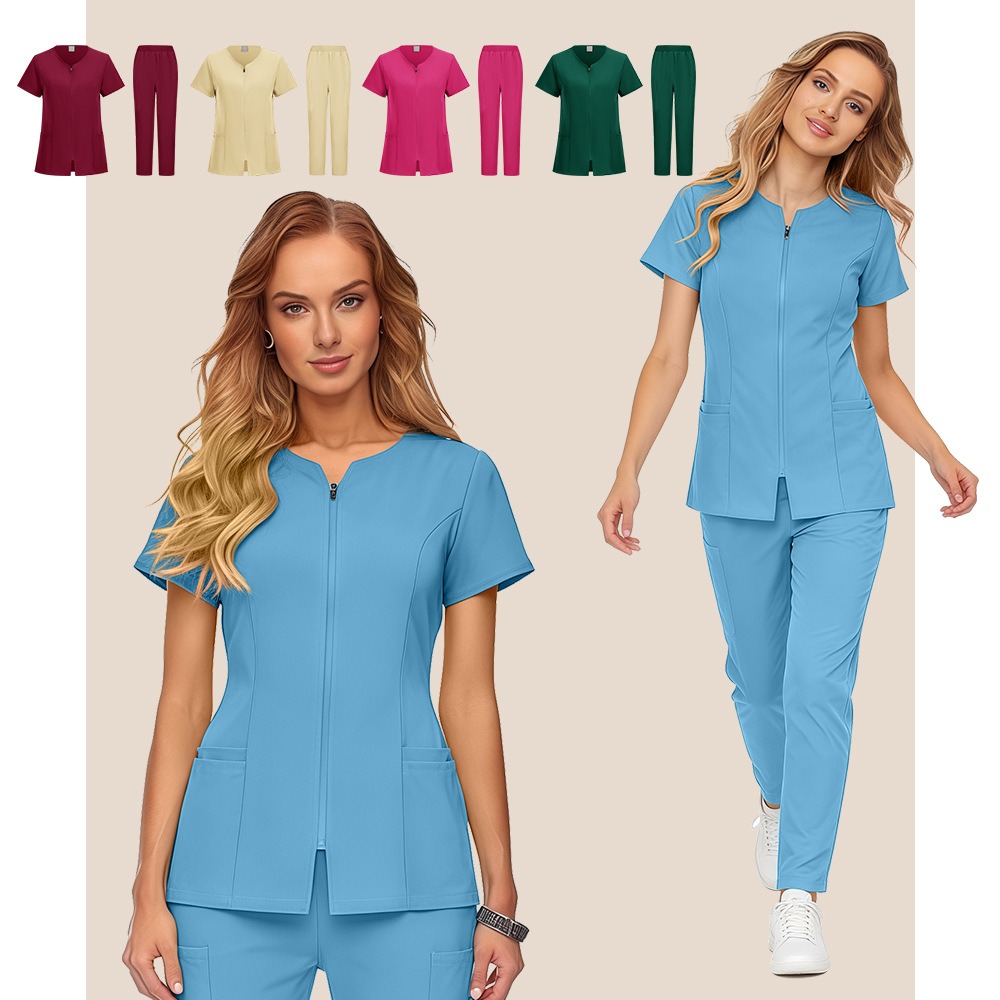 Medical Lab Coat - ชุดยูนิฟอร์มทางการแพทย์แบบขายส่ง ผ้าสแปนเด็กซ์ ยืดได้ ชุดพยาบาล ชุดสปา ชุดยูนิฟอร์มดูแลสุขภาพ