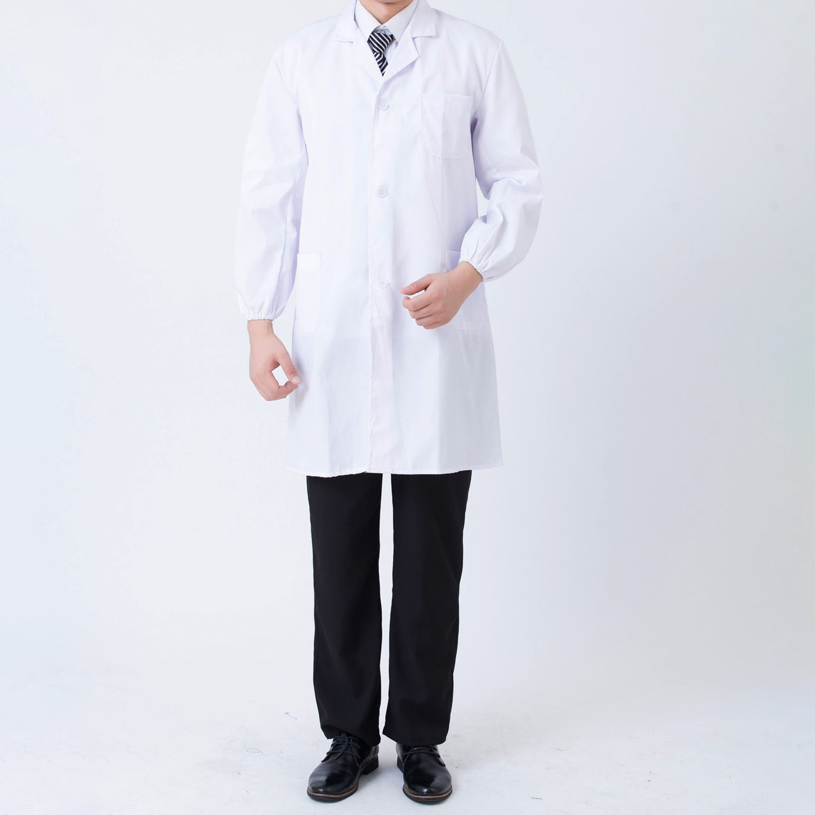 Medical Lab Coat - เสื้อห้องปฏิบัติการสีขาวของนักศึกษาแพทย์พร้อมข้อมือยางยืดออกแบบที่เหมาะกับผิวสําหรับโรงเรียนนักวิทยาศาสตร์โรงพยาบาล