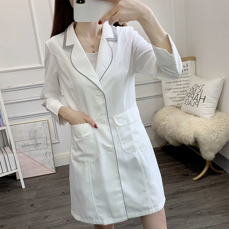 ชุดเครื่องแบบความงามสั้นสีขาวช - Medical Lab Coat บทวิจารณ์และราคา