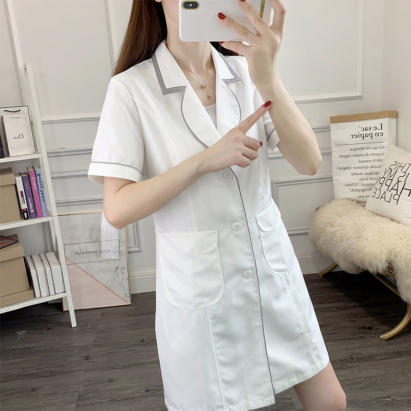 ชุดเครื่องแบบความงามสั้นสีขาวช - Medical Lab Coat บทวิจารณ์และราคา