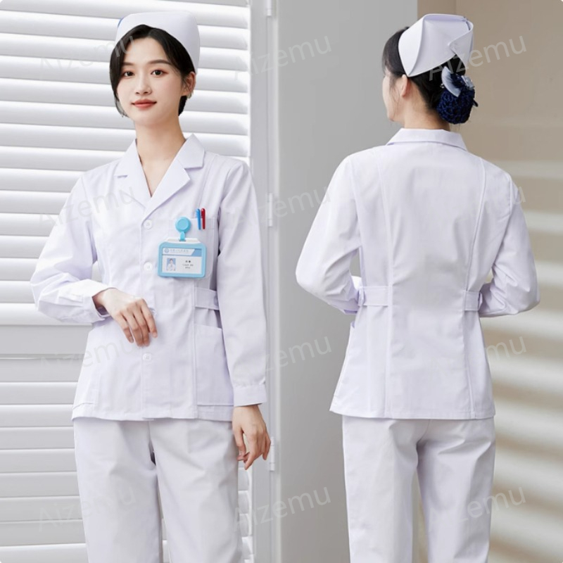 ชุดยูนิฟอร์มพยาบาลแขนยาวสีขาวใ - Medical Lab Coat บทวิจารณ์และราคา