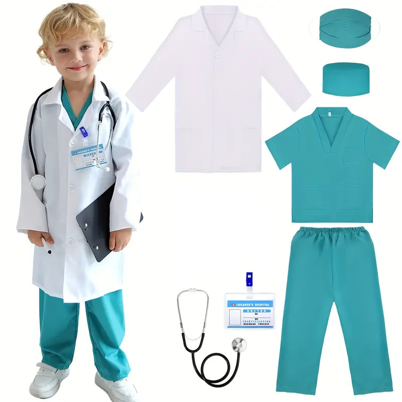 7PCS เด็กหมอพยาบาลคอสเพลย์ชุดเ - Medical Lab Coat บทวิจารณ์และราคา