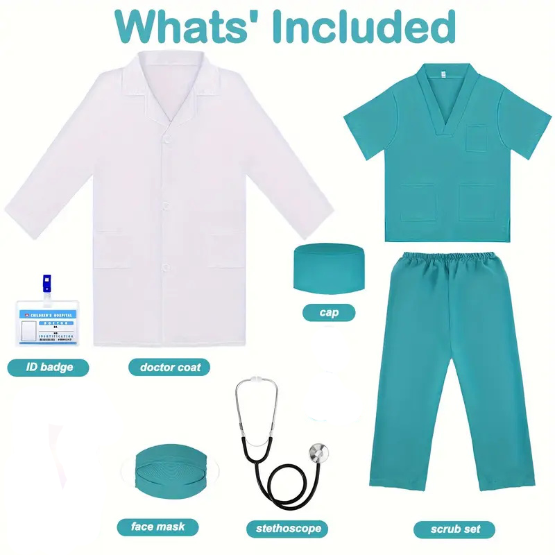 7PCS เด็กหมอพยาบาลคอสเพลย์ชุดเ - Medical Lab Coat บทวิจารณ์และราคา
