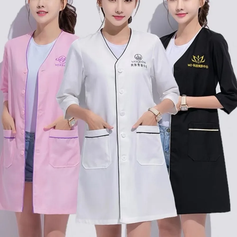 ชุดยูนิฟอร์มเสริมสวยพนักงานดูแ - Medical Lab Coat บทวิจารณ์และราคา