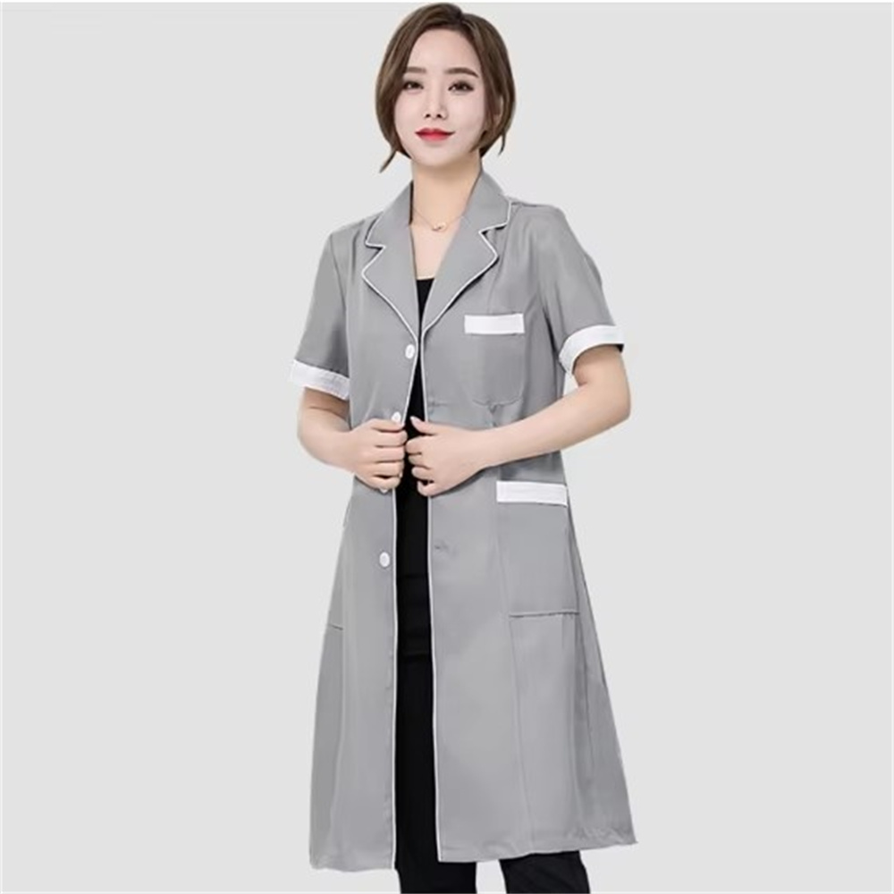 คุณภาพสูงสีเทาสีทึบบางง่ายต่อต - Medical Lab Coat บทวิจารณ์และราคา