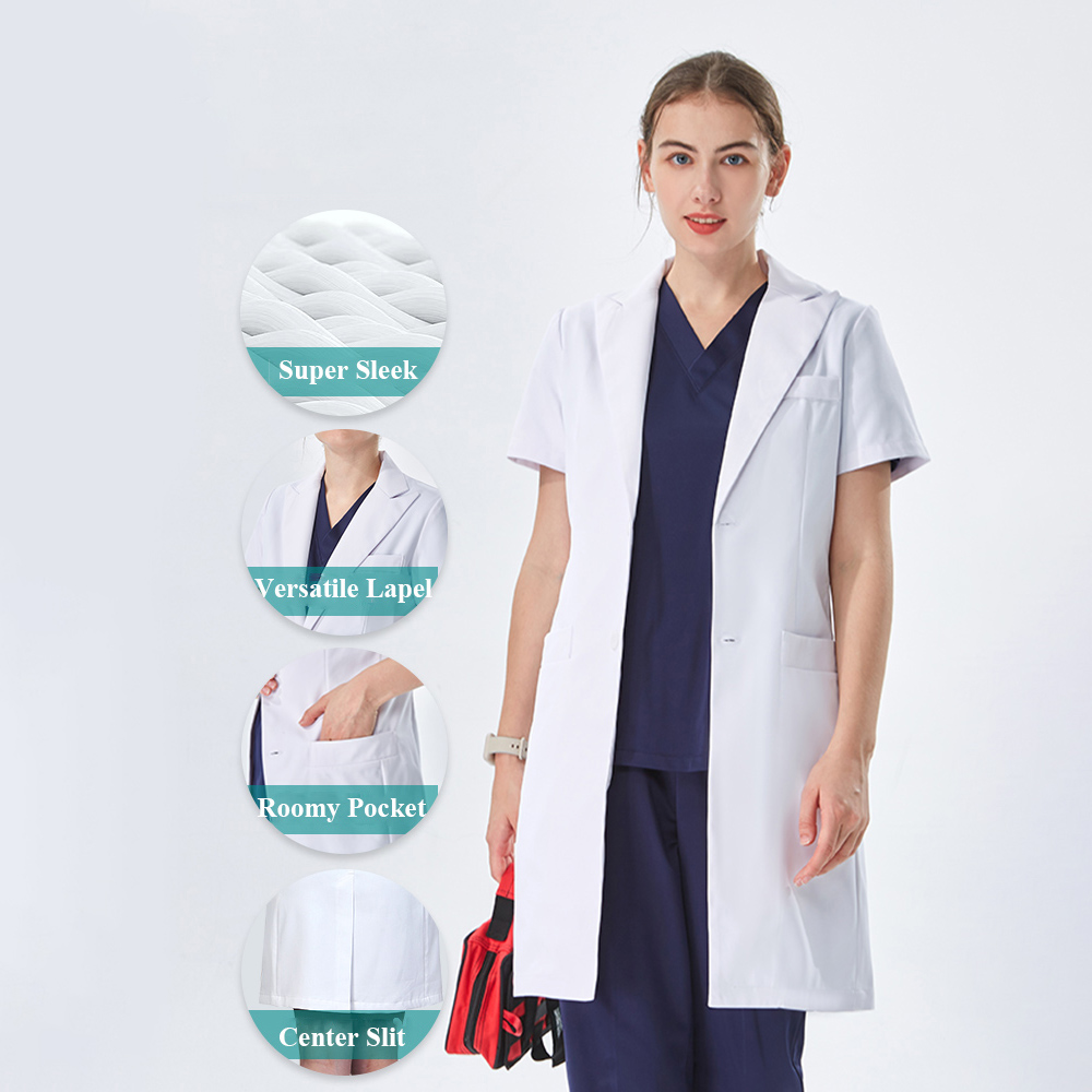 เสื้อกาวน์แพทย์สีขาว คอปก ดีไซ - Medical Lab Coat บทวิจารณ์และราคา